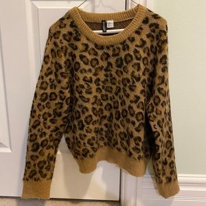h&m fuzzy cheetah sweater